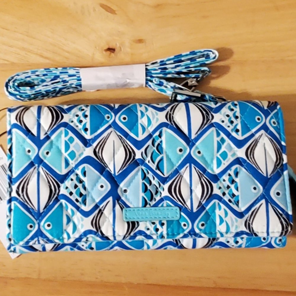 Vera Bradley Go Fish Blue RFID Wallet Crossbody